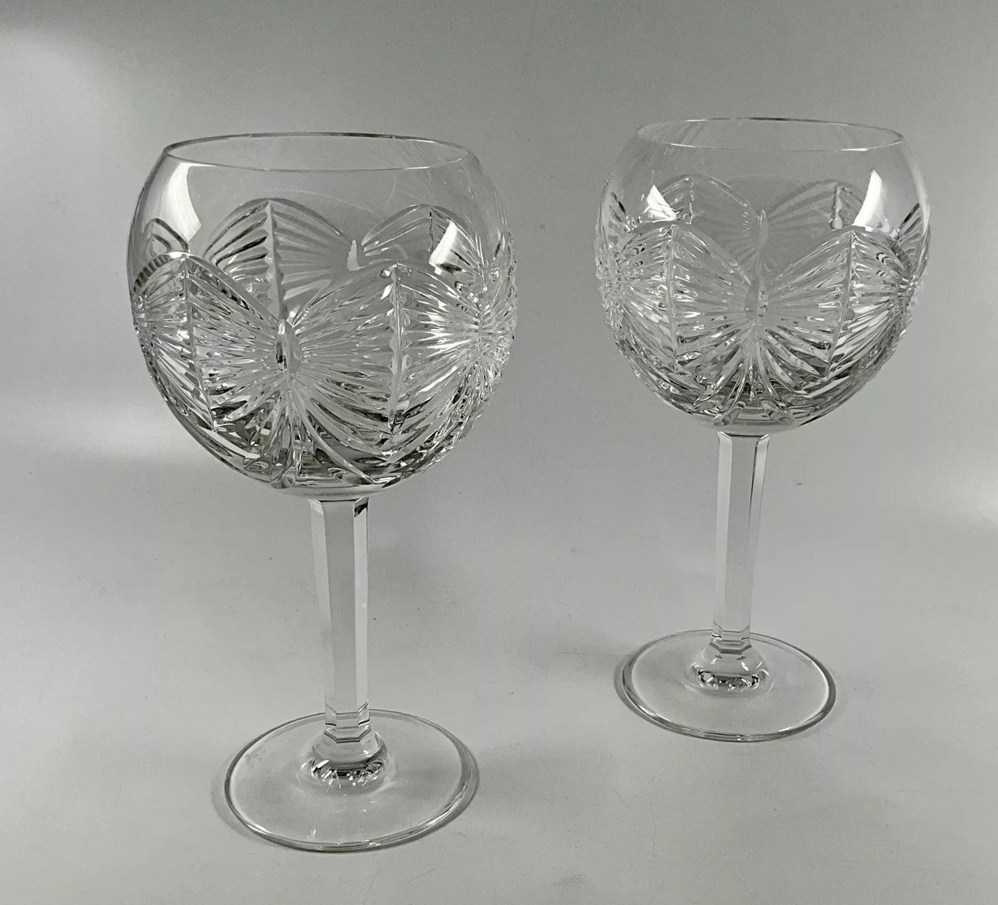 PAIR OF WATERFORD CRYSTAL MILLENIUM SERIES TOASTING GOBLETS HAPPINESS