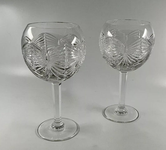PAIR OF WATERFORD CRYSTAL MILLENIUM SERIES TOASTING GOBLETS HAPPINESS