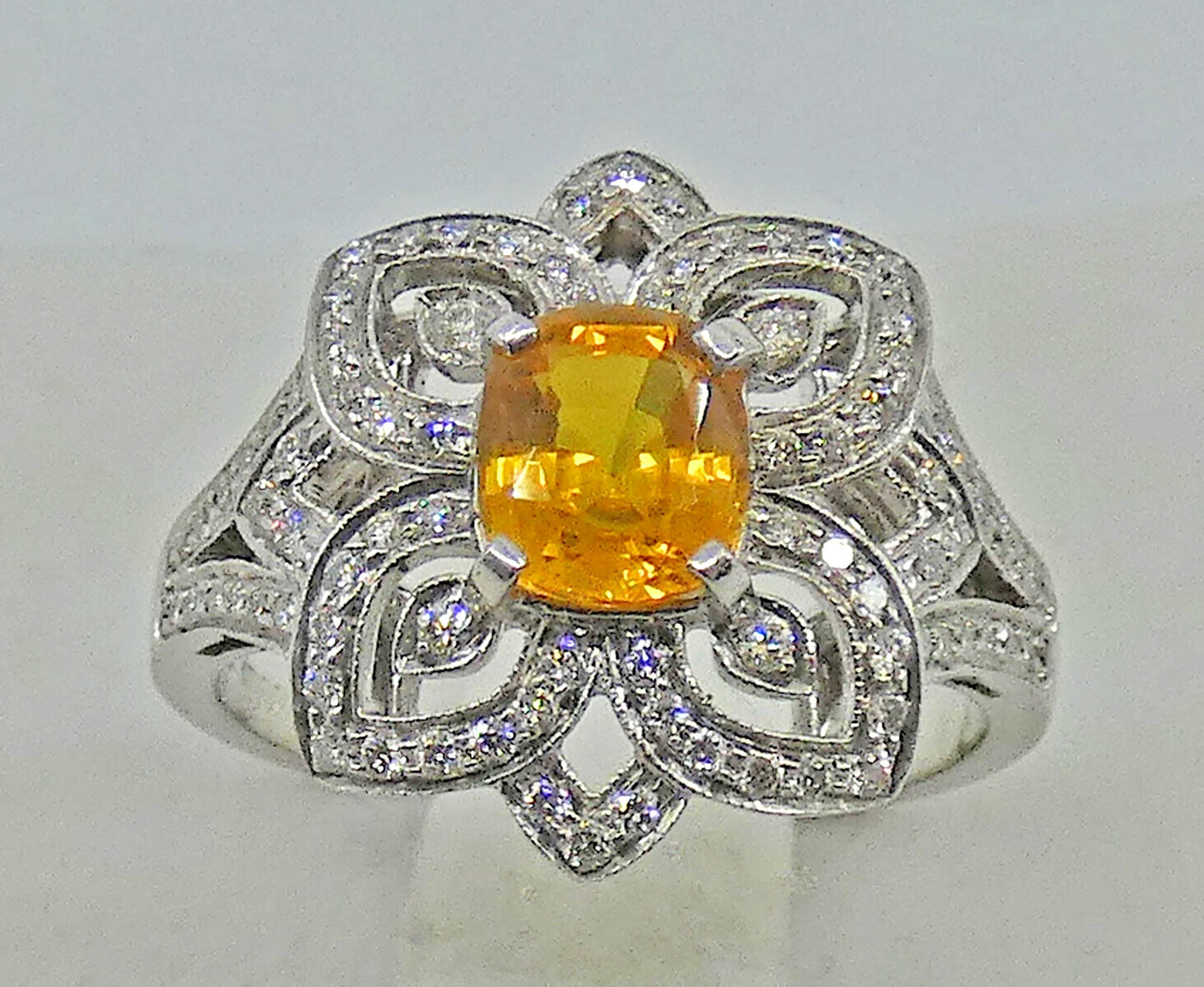 Yellow Sapphire Diamond Ring 18ct Gold 1.90 Carats Size O BA250