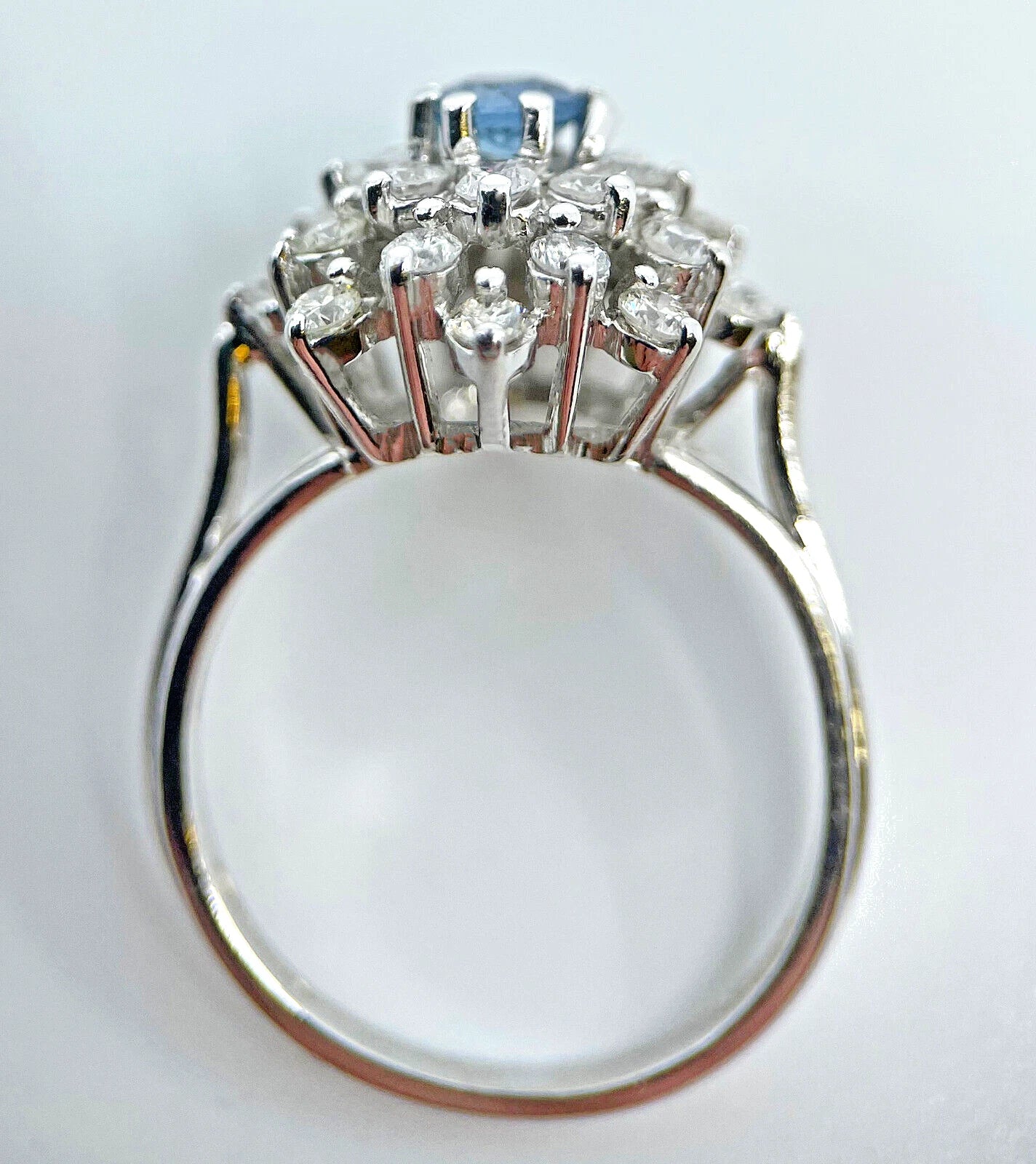 Diamond Aquamarine Ring 1.25 Carats 18ct White Gold Size K1/2 BA290