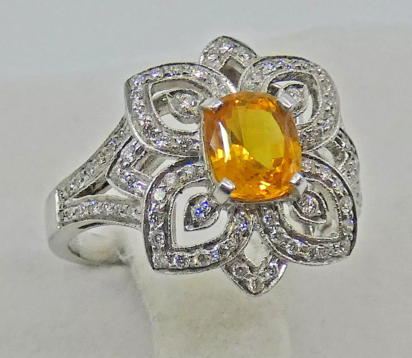 Yellow Sapphire Diamond Ring 18ct Gold 1.90 Carats Size O BA250
