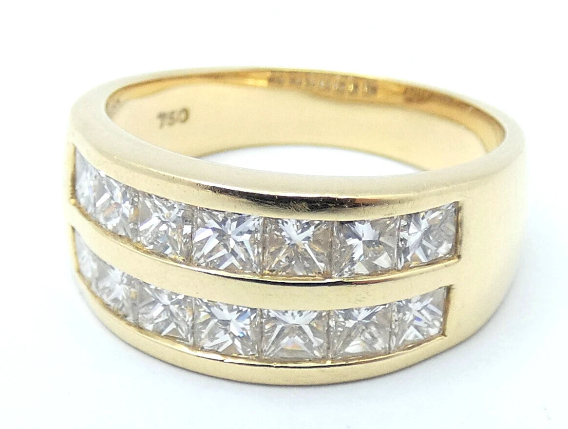 Diamond Ring Princess Band 2.25 Carats 18ct Gold HIGH QUALITY Size P1/2 BA153