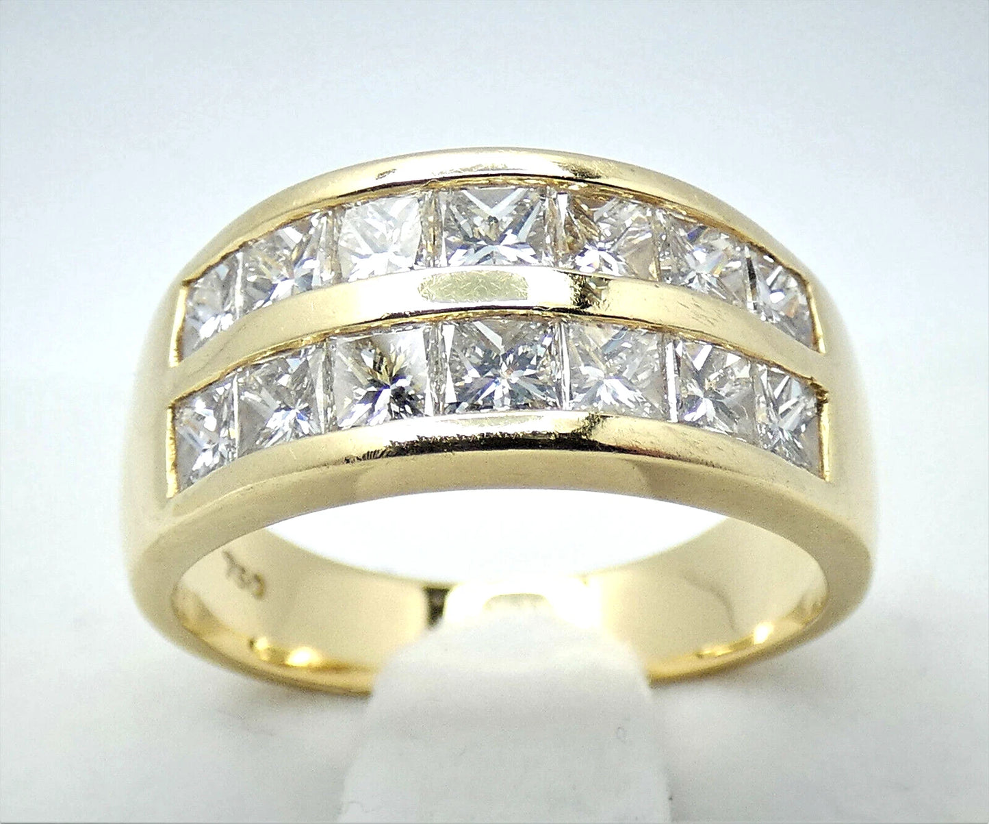 Diamond Ring Princess Band 2.25 Carats 18ct Gold HIGH QUALITY Size P1/2 BA153
