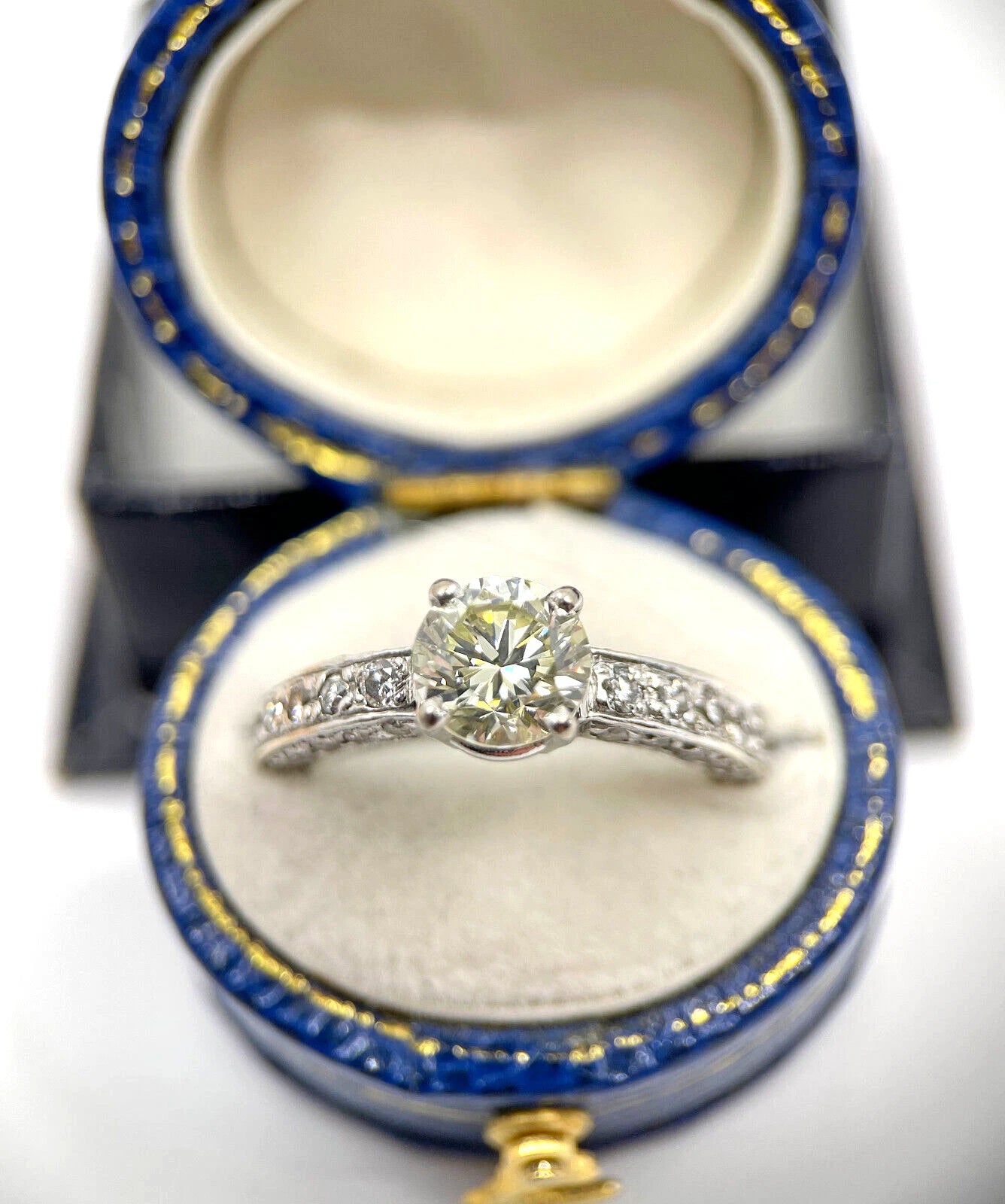 Diamond Solitaire Ring 1.91 Carats 18ct White Gold Size M1/2 BA264