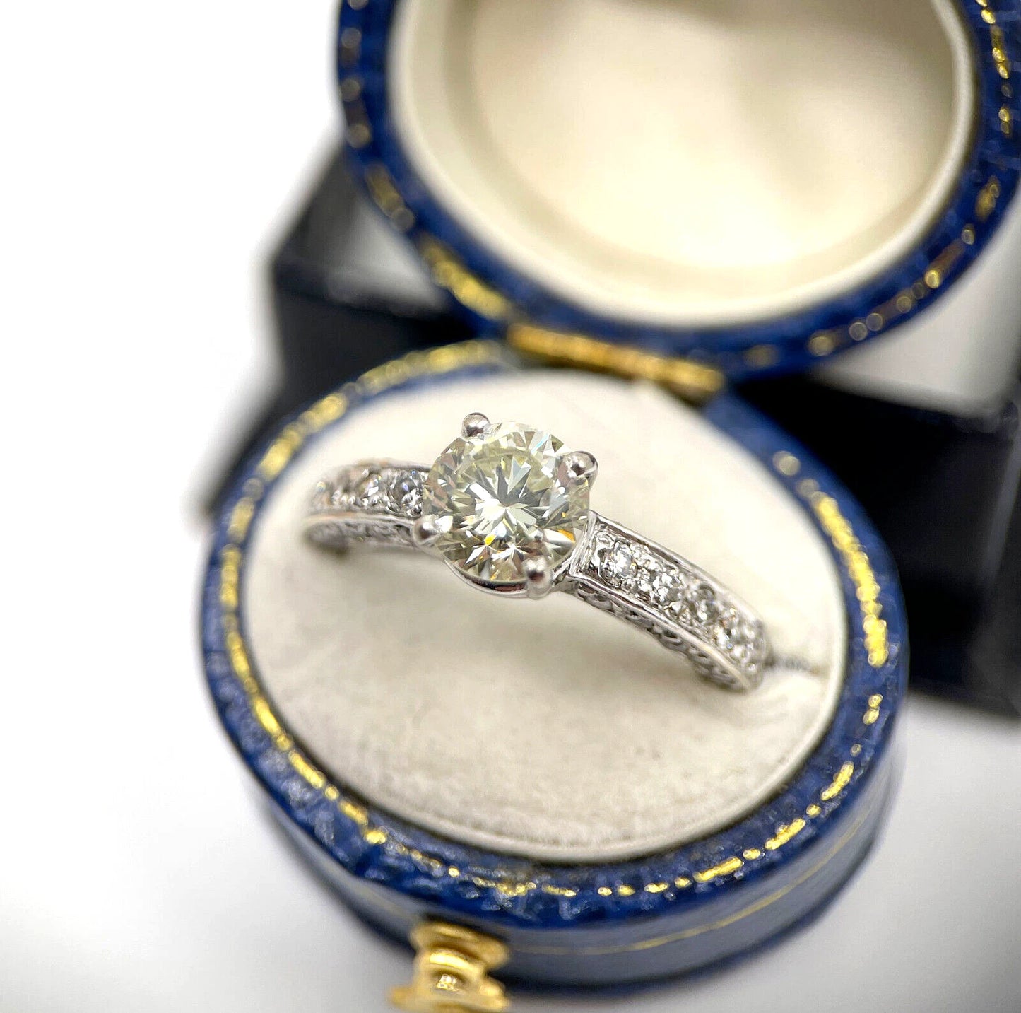 Diamond Solitaire Ring 1.91 Carats 18ct White Gold Size M1/2 BA264