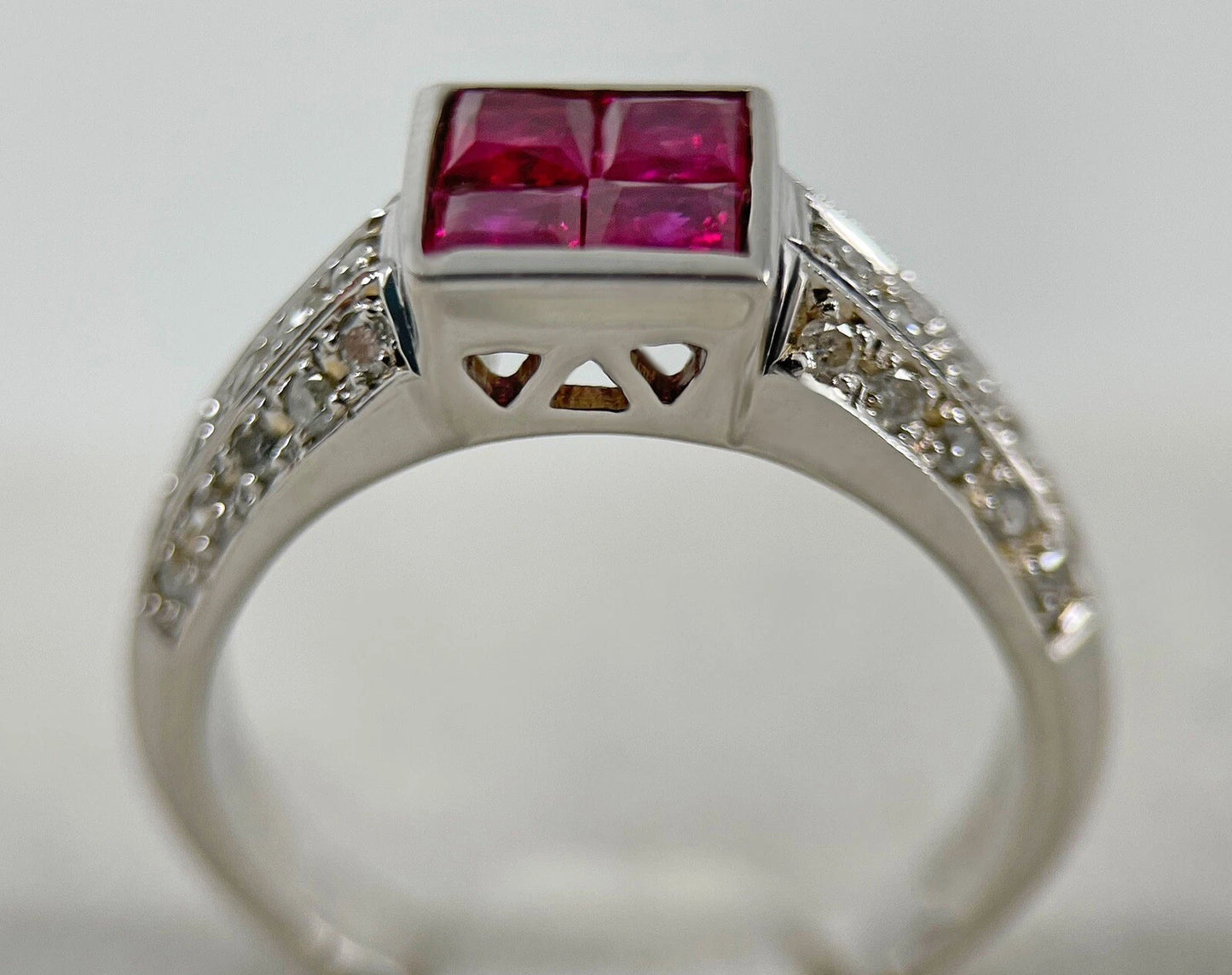 Pink Sapphire Diamond Ring Band 1.05 Carats 14ct White Gold Size N1/2 BA303
