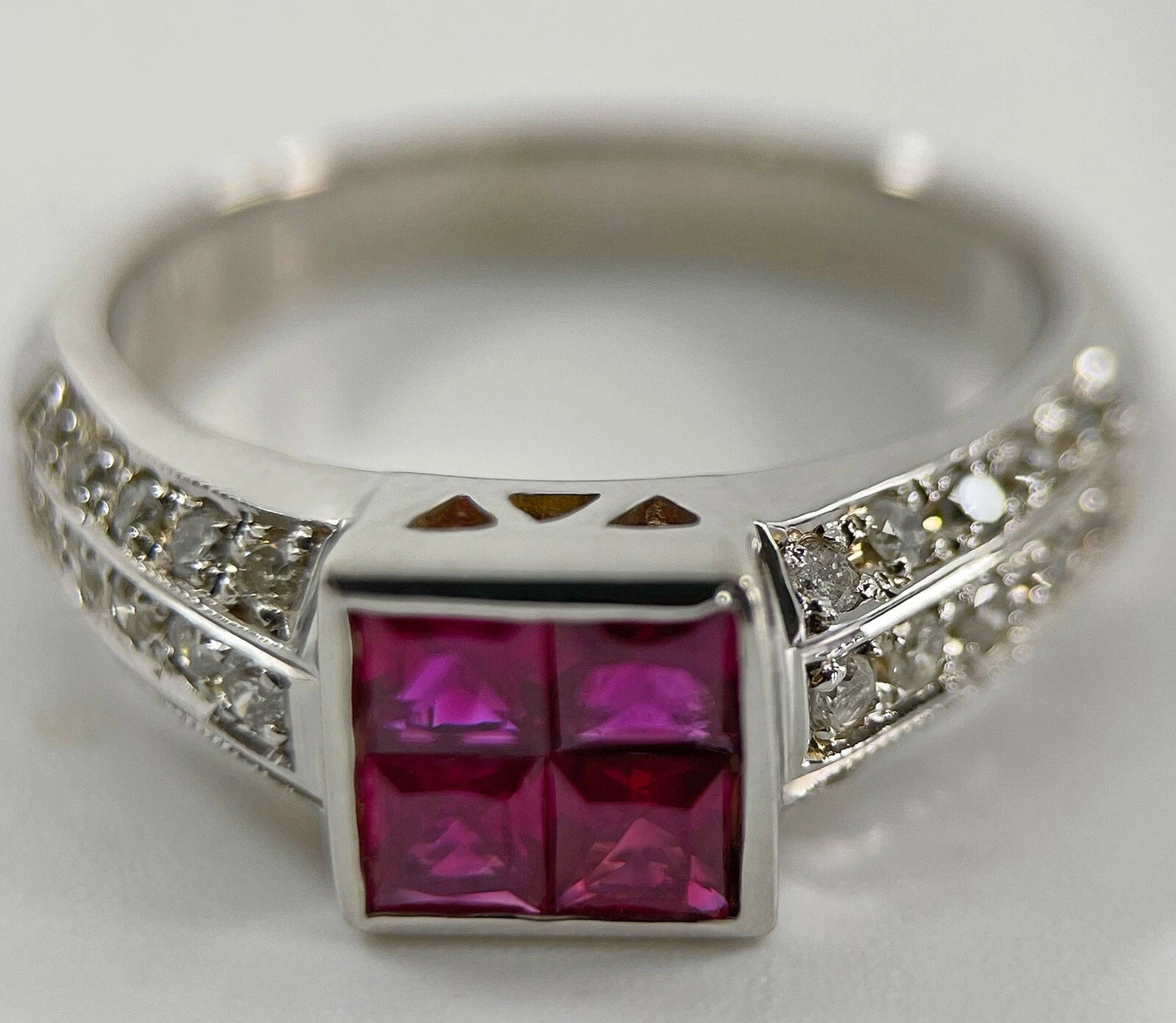 Pink Sapphire Diamond Ring Band 1.05 Carats 14ct White Gold Size N1/2 BA303
