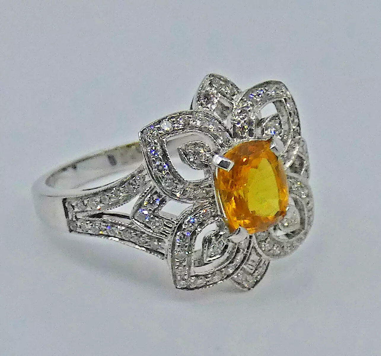 Yellow Sapphire Diamond Ring 18ct Gold 1.90 Carats Size O BA250