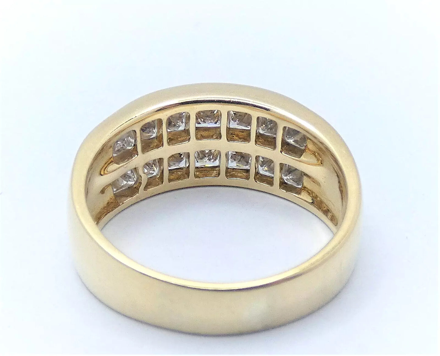 Diamond Ring Princess Band 2.25 Carats 18ct Gold HIGH QUALITY Size P1/2 BA153