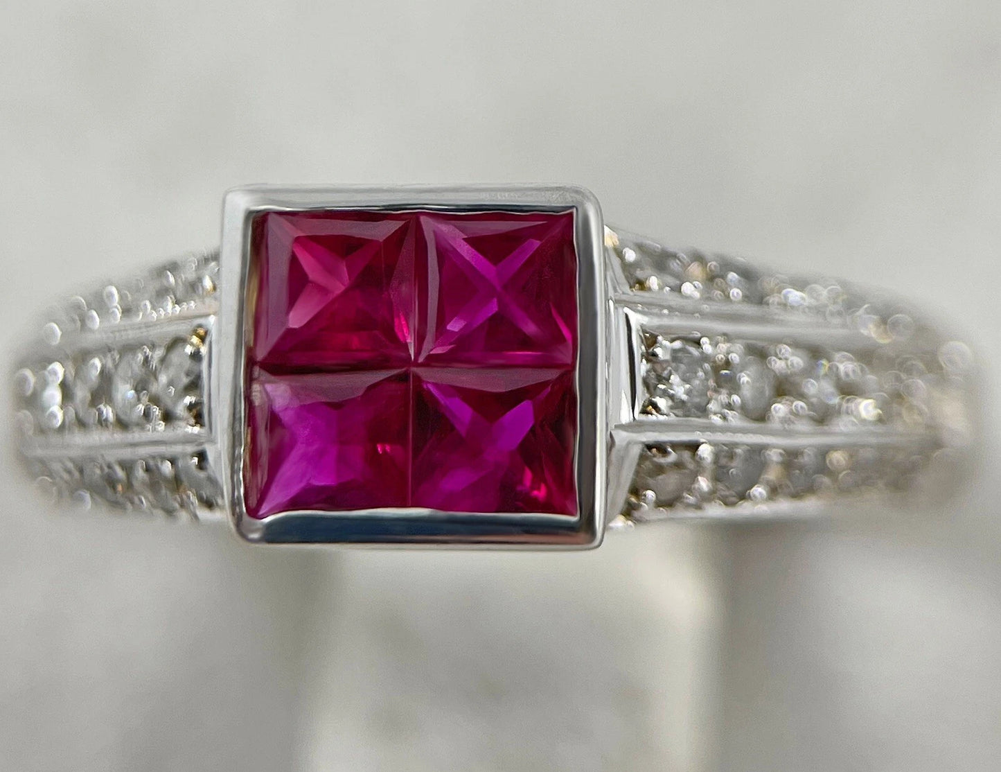 Pink Sapphire Diamond Ring Band 1.05 Carats 14ct White Gold Size N1/2 BA303