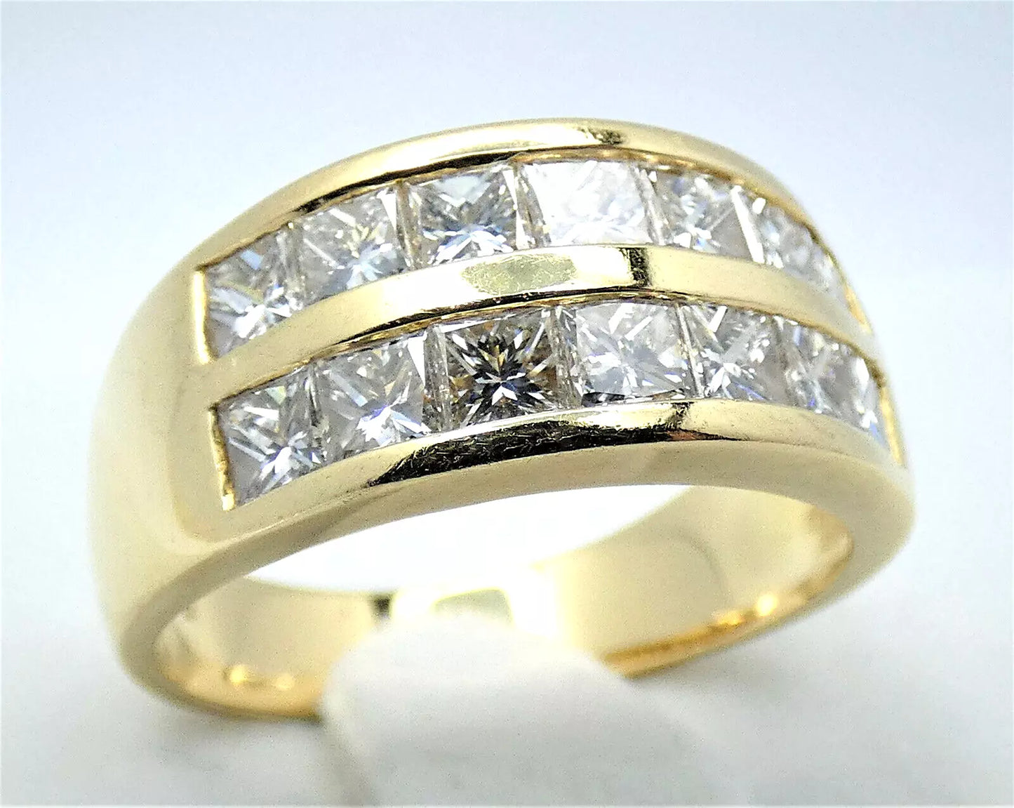 Diamond Ring Princess Band 2.25 Carats 18ct Gold HIGH QUALITY Size P1/2 BA153