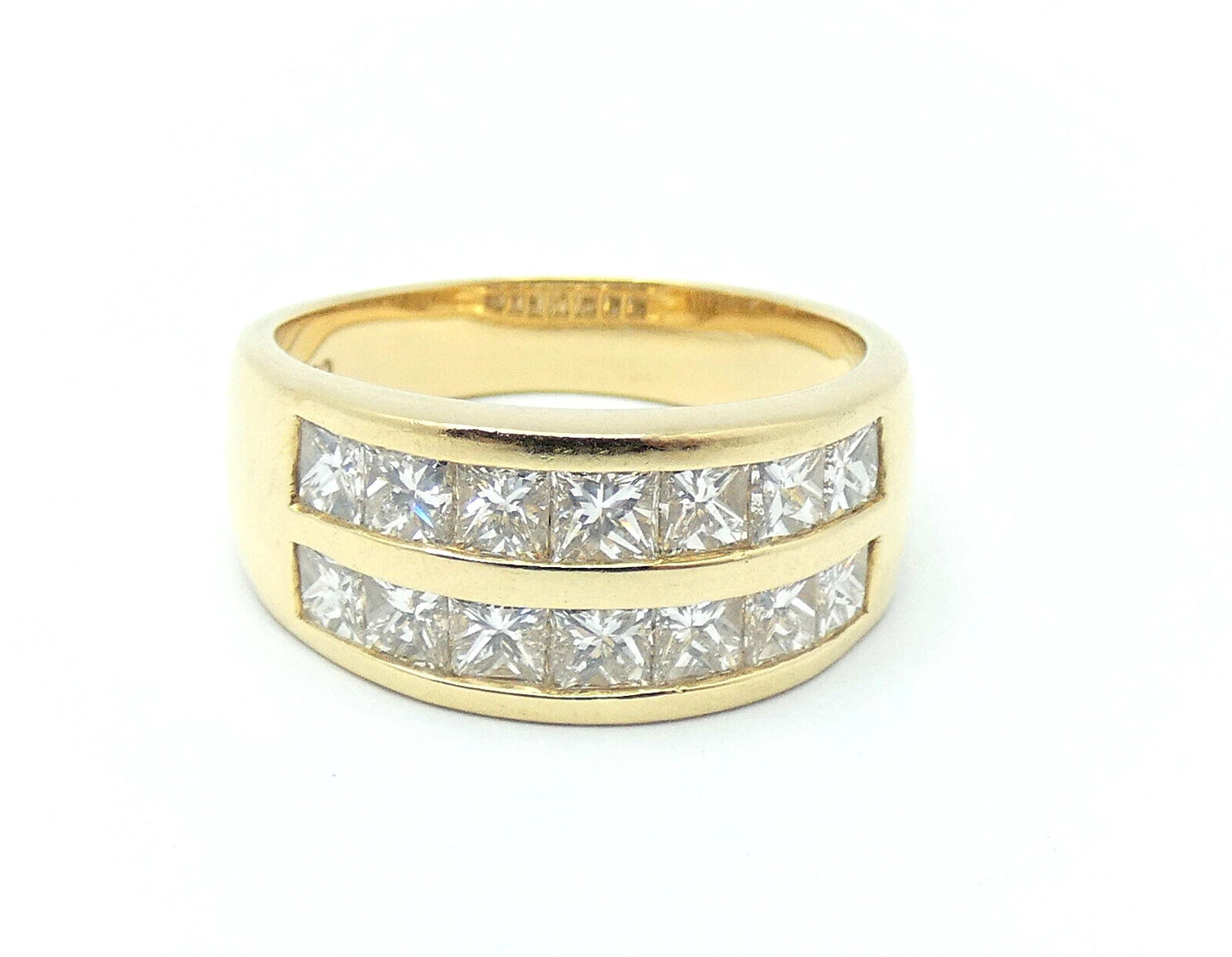 Diamond Ring Princess Band 2.25 Carats 18ct Gold HIGH QUALITY Size P1/2 BA153