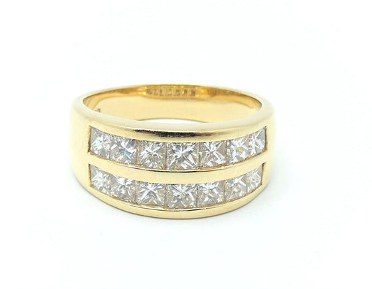 Diamond Ring Princess Band 2.25 Carats 18ct Gold HIGH QUALITY Size P1/2 BA153
