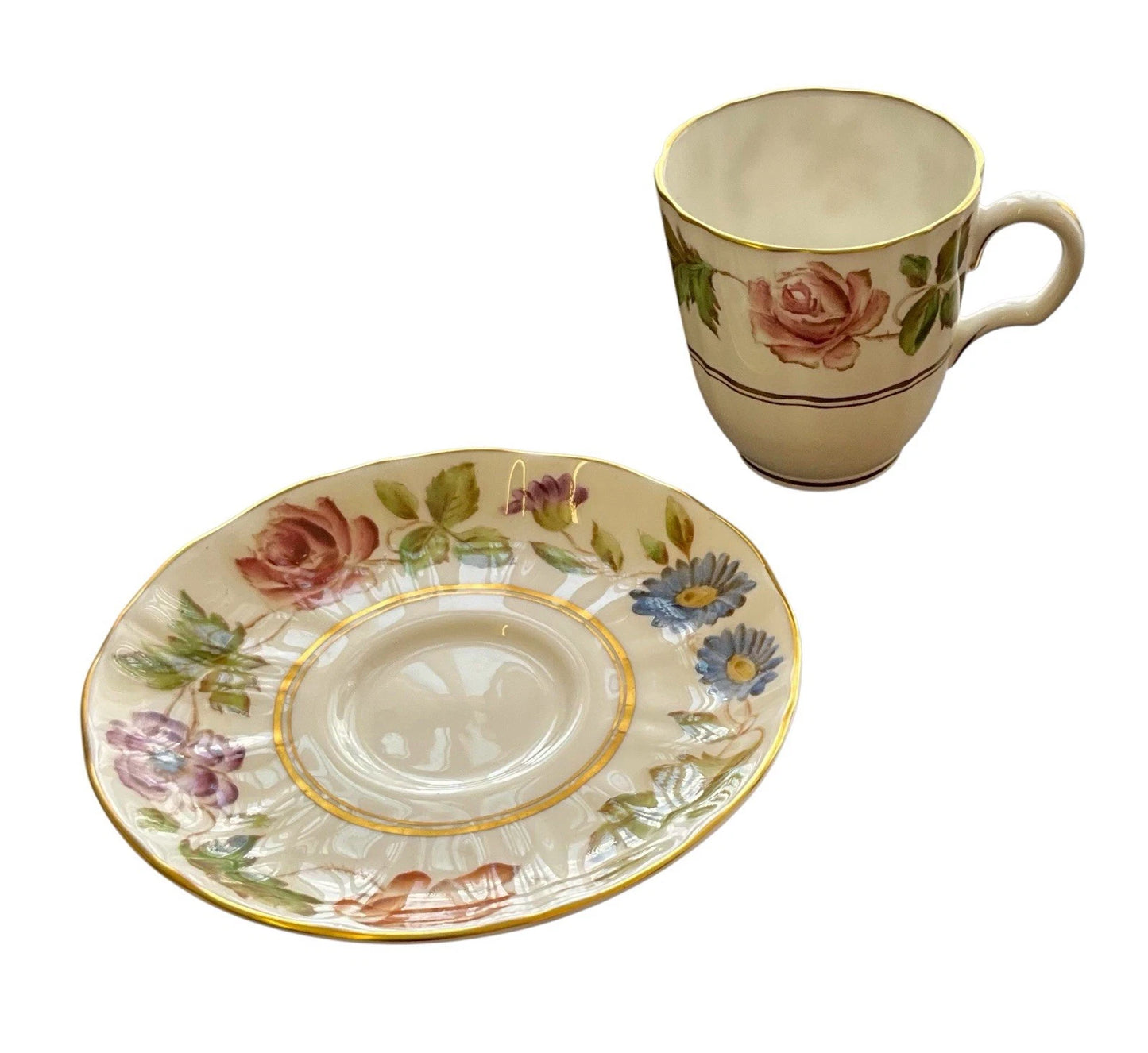 A CASED ROYAL WORCESTER VIRGINIA COFFEE SET WITH 6 SILVER COFFEE SPOONS